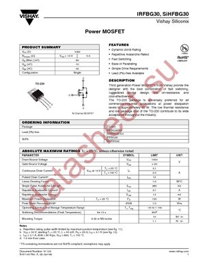 IRFBG30 datasheet  